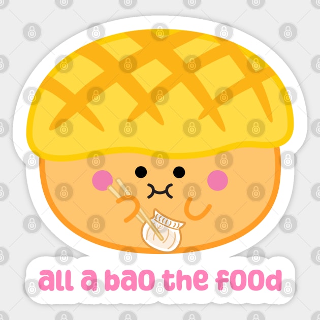 Pineapple Bun Dumpling Chopsticks All a Bao the Food (Bolo Bao 菠蘿包) | by queenie's cards Sticker by queenie's cards